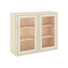 J&K Pearl Glazed H9 Wall Glass Cabinet - 36" W x 30" H (No Glass Insert)