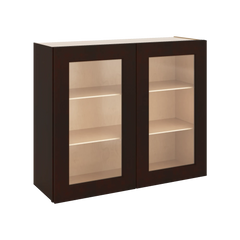 J&K Java Coffee S1 Wall Glass Cabinet - 36" W x 30" H (No Glass Insert)