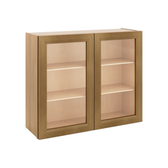 J&K Butterscotch B8 Wall Glass Cabinet - 36" W x 30" H (No Glass Insert)