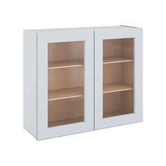 J&K White Shaker S8 Wall Glass Cabinet - 36" W x 30" H (No Glass Insert)