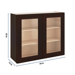 J&K Java Coffee S1 Wall Glass Cabinet - 36" W x 30" H (No Glass Insert)