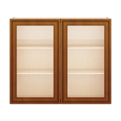 J&K Mocha Glazed K10 Wall Glass Cabinet - 36" W x 30" H (No Glass Insert)