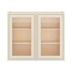 J&K Pearl Glazed H9 Wall Glass Cabinet - 36" W x 30" H (No Glass Insert)