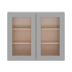 J&K Castle Grey S5 Wall Glass Cabinet - 36" W x 30" H (No Glass Insert)
