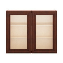 J&K Mahogany J5 Wall Glass Cabinet - 36" W x 30" H (No Glass Insert)
