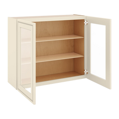 J&K Pearl Glazed H9 Wall Glass Cabinet - 36" W x 30" H (No Glass Insert)