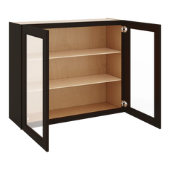 J&K Espresso K8 Wall Glass Cabinet - 36" W x 30" H (No Glass Insert)