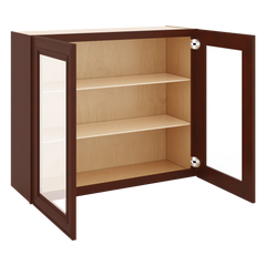 J&K Mahogany J5 Wall Glass Cabinet - 36" W x 30" H (No Glass Insert)