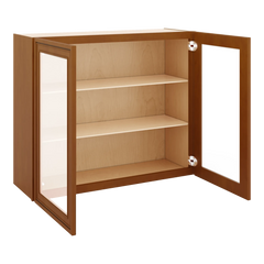 J&K Mocha Glazed K10 Wall Glass Cabinet - 36" W x 30" H (No Glass Insert)