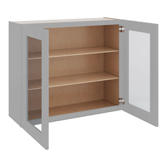 J&K Castle Grey S5 Wall Glass Cabinet - 36" W x 30" H (No Glass Insert)