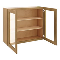 J&K Butterscotch B8 Wall Glass Cabinet - 36" W x 30" H (No Glass Insert)