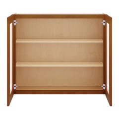 J&K Mocha Glazed K10 Wall Glass Cabinet - 36" W x 30" H (No Glass Insert)