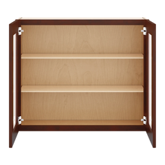 J&K Mahogany J5 Wall Glass Cabinet - 36" W x 30" H (No Glass Insert)