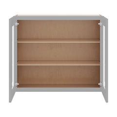 J&K Castle Grey S5 Wall Glass Cabinet - 36" W x 30" H (No Glass Insert)