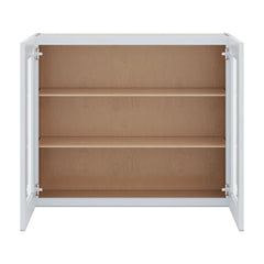 J&K White Shaker S8 Wall Glass Cabinet - 36" W x 30" H (No Glass Insert)