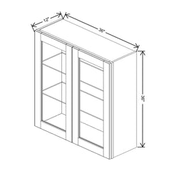 J&K Pebble B6 Wall Glass Cabinet - 36" W x 36" H (No Glass Insert)