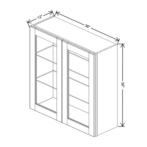 J&K Creme Glazed A7 Wall Glass Cabinet - 36" W x 36" H (No Glass Insert)