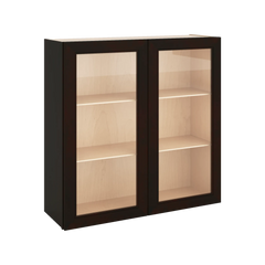 J&K Espresso K8 Wall Glass Cabinet - 36" W x 36" H (No Glass Insert)