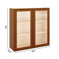 J&K Mocha Glazed K10 Wall Glass Cabinet - 36" W x 36" H (No Glass Insert)