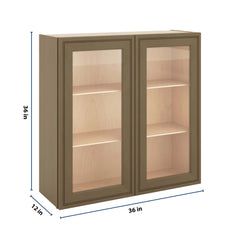 J&K Hazel H8 Wall Glass Cabinet - 36" W x 36" H (No Glass Insert)