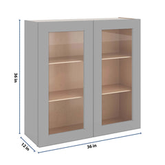 J&K Castle Grey S5 Wall Glass Cabinet - 36" W x 36" H (No Glass Insert)