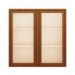 J&K Mocha Glazed K10 Wall Glass Cabinet - 36" W x 36" H (No Glass Insert)