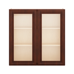 J&K Mahogany J5 Wall Glass Cabinet - 36" W x 36" H (No Glass Insert)