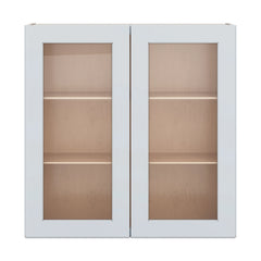 J&K White Shaker S8 Wall Glass Cabinet - 36" W x 36" H (No Glass Insert)