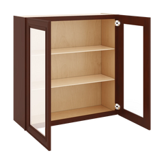 J&K Mahogany J5 Wall Glass Cabinet - 36" W x 36" H (No Glass Insert)