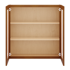 J&K Mocha Glazed K10 Wall Glass Cabinet - 36" W x 36" H (No Glass Insert)