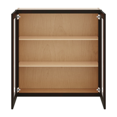 J&K Espresso K8 Wall Glass Cabinet - 36" W x 36" H (No Glass Insert)