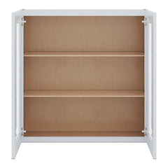 J&K White Shaker S8 Wall Glass Cabinet - 36" W x 36" H (No Glass Insert)