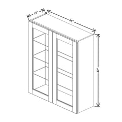 Mocha Wall Glass Cabinet - 36" W x 42" H (No Glass Insert)