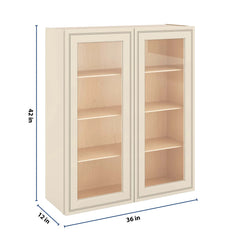 J&K Pearl Glazed H9 Wall Glass Cabinet - 36" W x 42" H (No Glass Insert)
