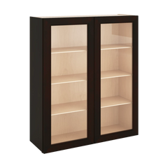 J&K Espresso K8 Wall Glass Cabinet - 36" W x 42" H (No Glass Insert)