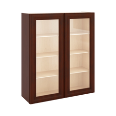 J&K Mahogany J5 Wall Glass Cabinet - 36" W x 42" H (No Glass Insert)