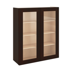 J&K Java Coffee S1 Wall Glass Cabinet - 36" W x 42" H (No Glass Insert)