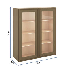 J&K Hazel H8 Wall Glass Cabinet - 36" W x 42" H (No Glass Insert)