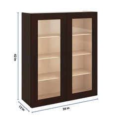 J&K Java Coffee S1 Wall Glass Cabinet - 36" W x 42" H (No Glass Insert)