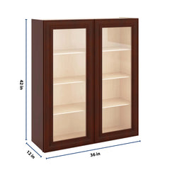 J&K Mahogany J5 Wall Glass Cabinet - 36" W x 42" H (No Glass Insert)