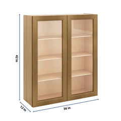 J&K Butterscotch B8 Wall Glass Cabinet - 36" W x 42" H (No Glass Insert)