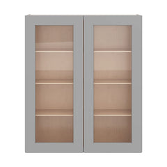 J&K Castle Grey S5 Wall Glass Cabinet - 36" W x 42" H (No Glass Insert)