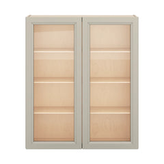 J&K Pebble B6 Wall Glass Cabinet - 36" W x 42" H (No Glass Insert)