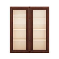 J&K Mahogany J5 Wall Glass Cabinet - 36" W x 42" H (No Glass Insert)