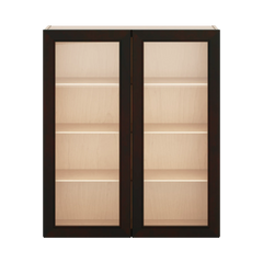 J&K Espresso K8 Wall Glass Cabinet - 36" W x 42" H (No Glass Insert)