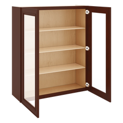 J&K Mahogany J5 Wall Glass Cabinet - 36" W x 42" H (No Glass Insert)
