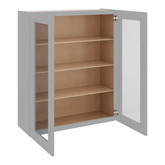 J&K Castle Grey S5 Wall Glass Cabinet - 36" W x 42" H (No Glass Insert)