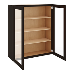 J&K Espresso K8 Wall Glass Cabinet - 36" W x 42" H (No Glass Insert)