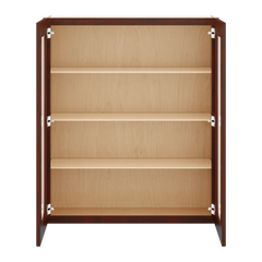J&K Mahogany J5 Wall Glass Cabinet - 36" W x 42" H (No Glass Insert)