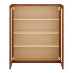 J&K Mocha Glazed K10 Wall Glass Cabinet - 36" W x 42" H (No Glass Insert)